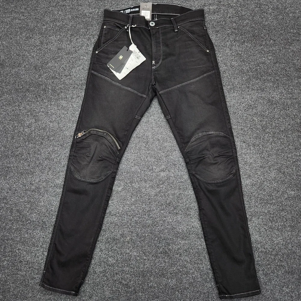 G-Star Raw Mens 32x30 Black 5620 3D Zip Knee Skinny Jeans Alternative Cyberpunk‎